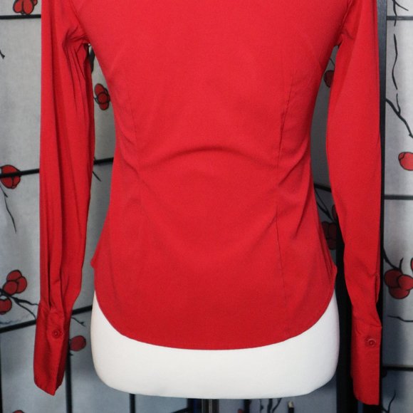 Express Red Long Sleeve Stretch Dress Shirt, Size 1/2 - Picture 4 of 4